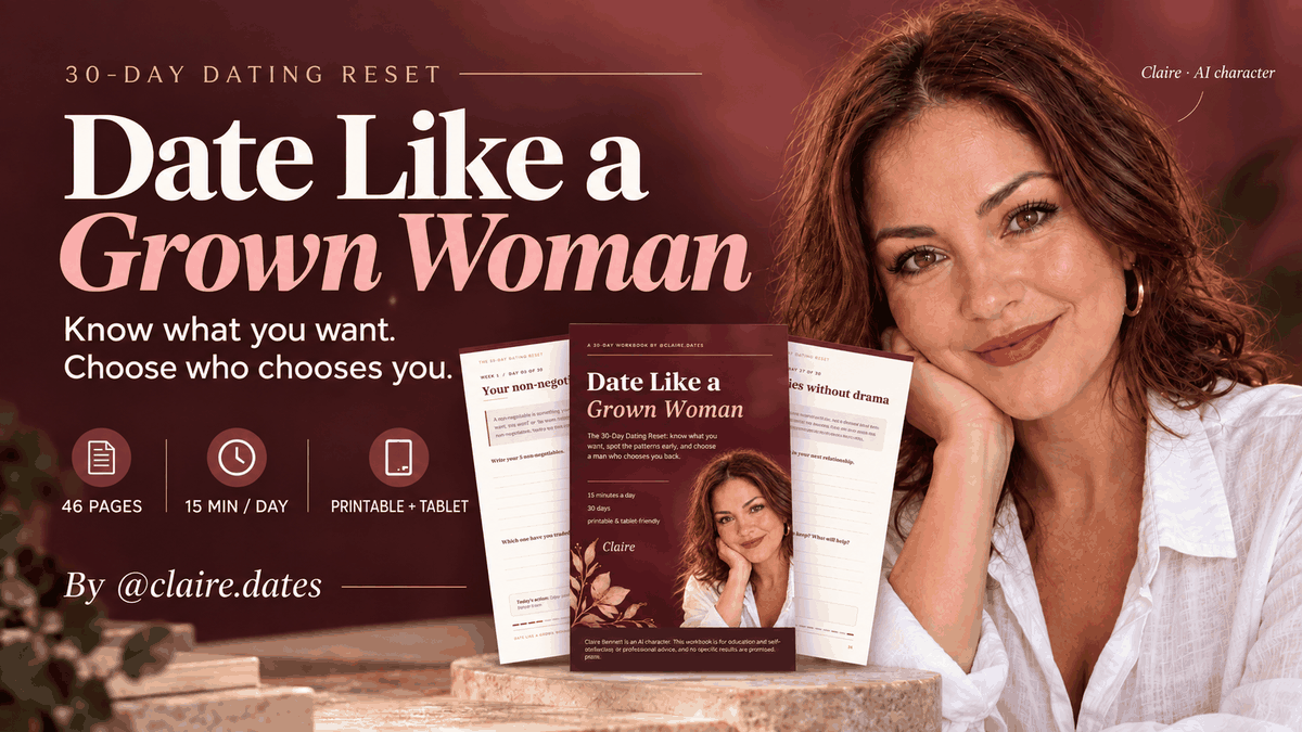 Date Like a Grown Woman: the 30-Day Dating Reset workbook banner with Claire